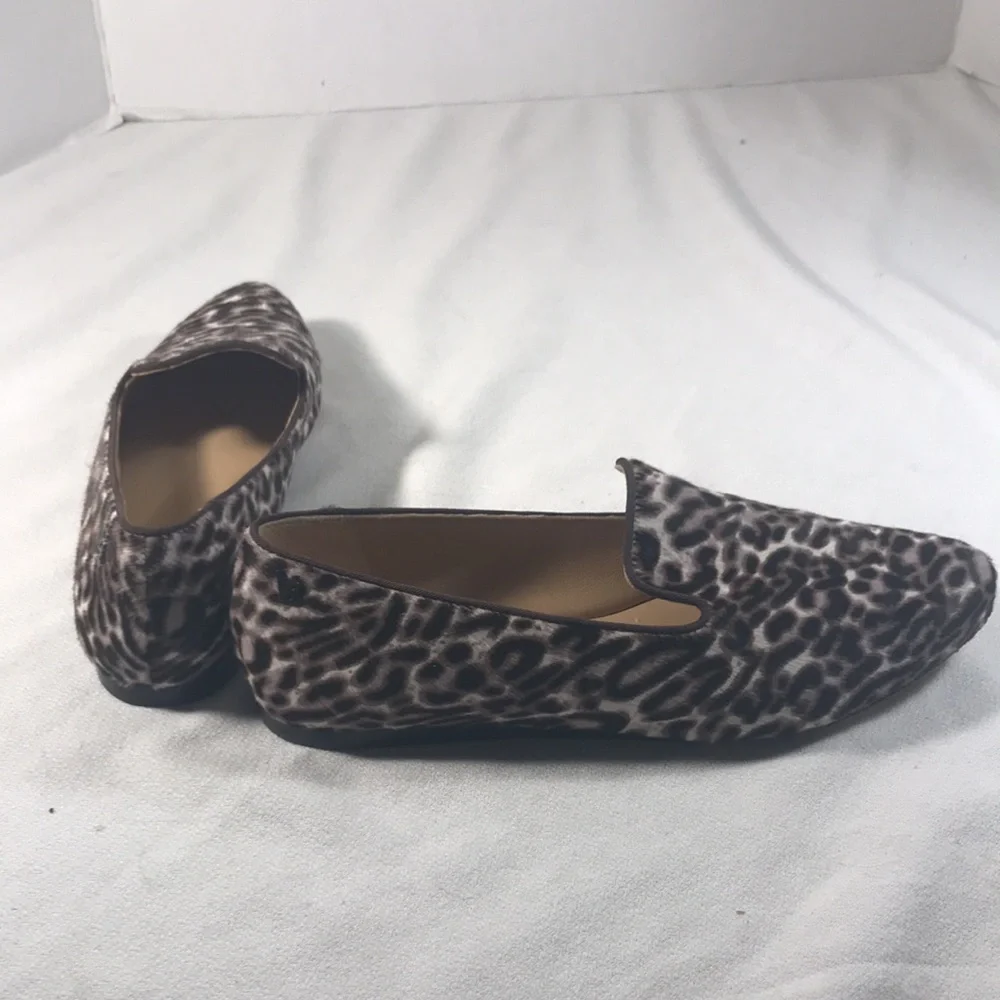 Veronica Beard Griffin Brown Leopard Print Calf Hair Women's Slip On Loafers